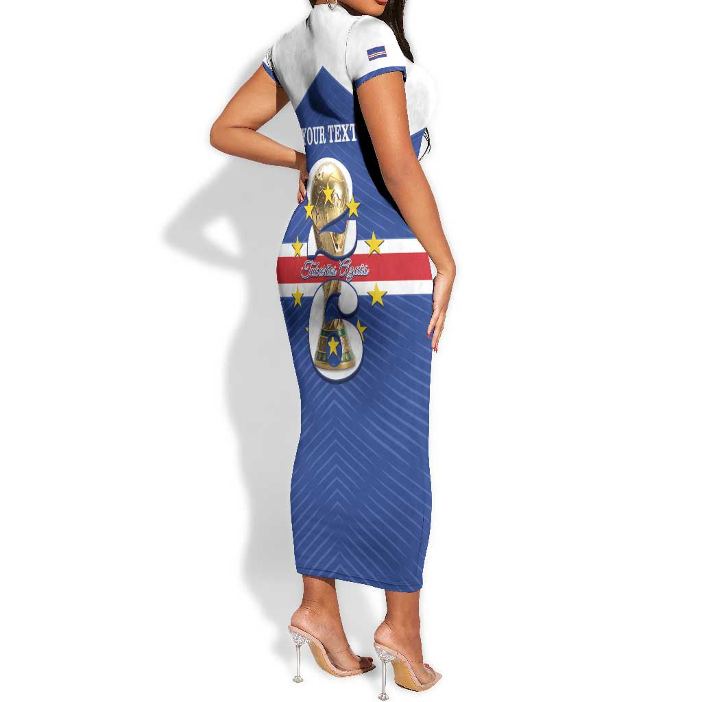 Personalized Afro Cape Verde Football Short Sleeve Bodycon Dress 2026 Tubaroes Azuis First-ever World Cup LT14