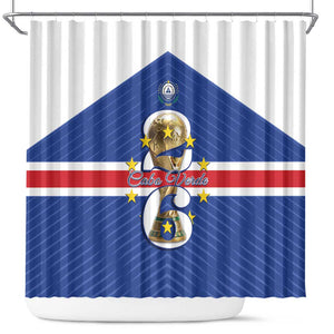 Afro Cape Verde Football Shower Curtain 2026 Tubaroes Azuis First-ever World Cup - African Pride
