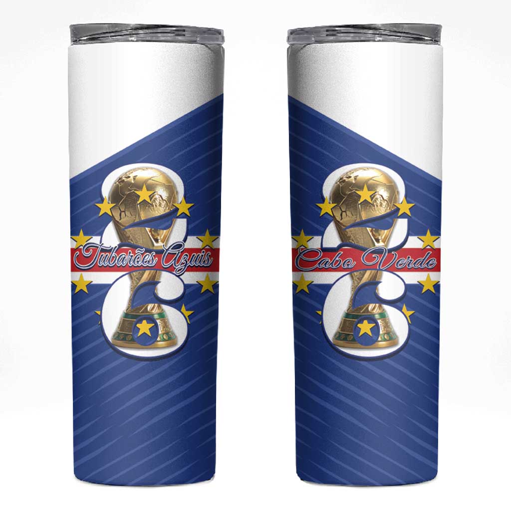Personalized Afro Cape Verde Football Skinny Tumbler 2026 Tubaroes Azuis First-ever World Cup - African Pride