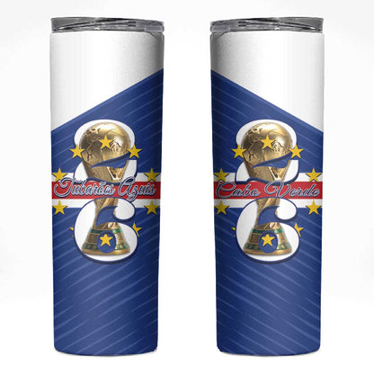 Personalized Afro Cape Verde Football Skinny Tumbler 2026 Tubaroes Azuis First-ever World Cup - African Pride