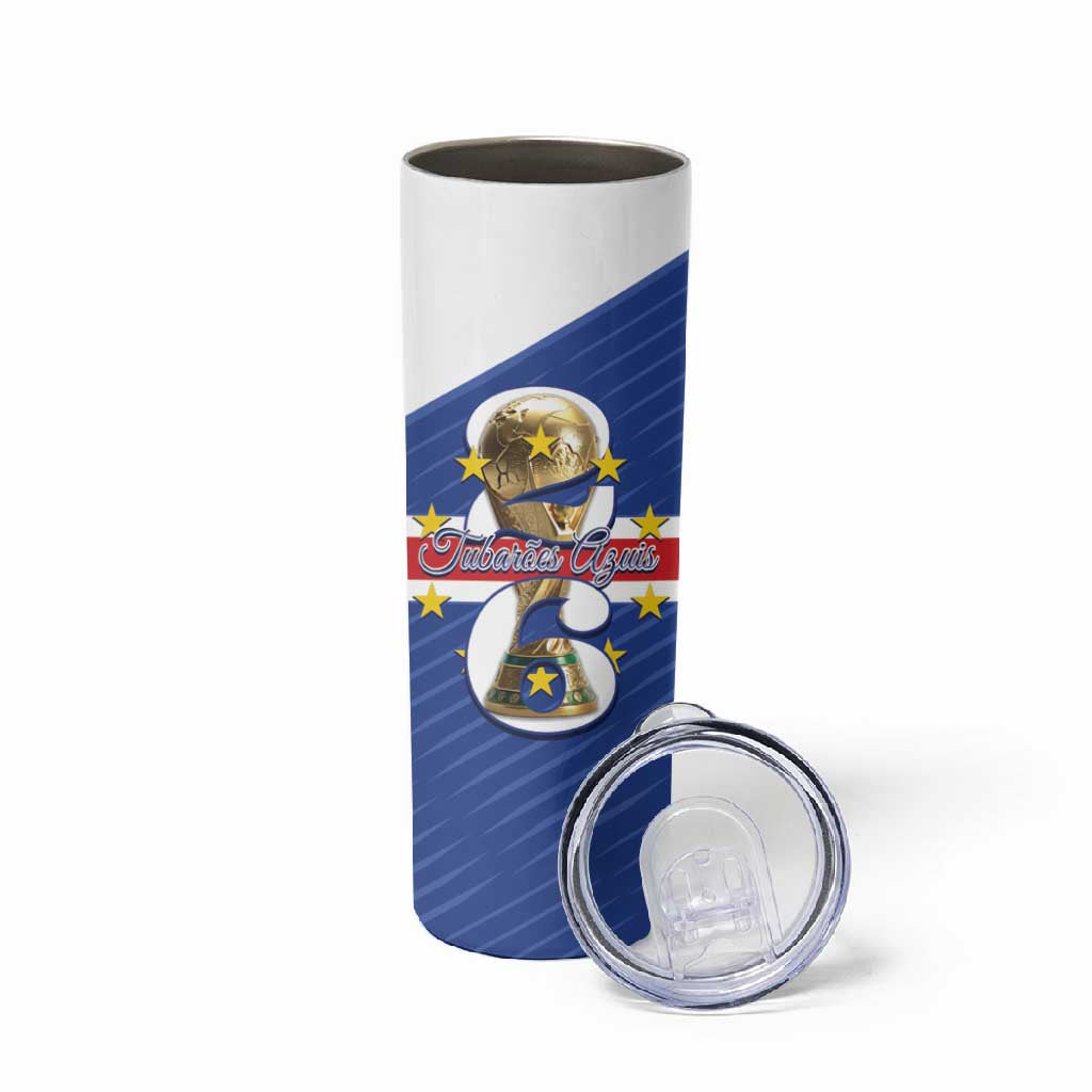Personalized Afro Cape Verde Football Skinny Tumbler 2026 Tubaroes Azuis First-ever World Cup - African Pride