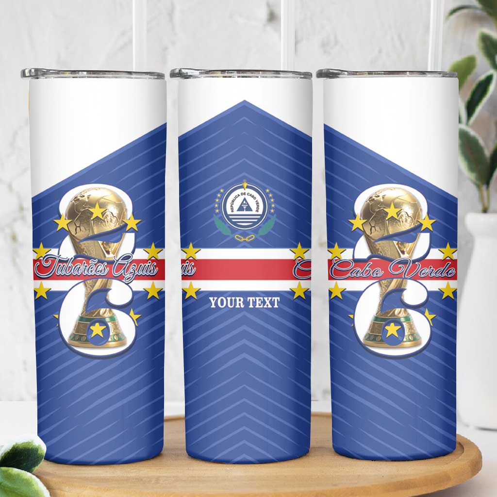 Personalized Afro Cape Verde Football Skinny Tumbler 2026 Tubaroes Azuis First-ever World Cup - African Pride
