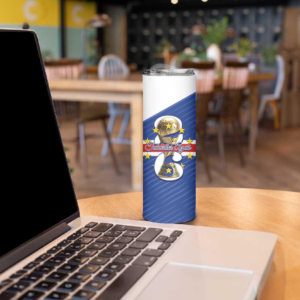 Personalized Afro Cape Verde Football Skinny Tumbler 2026 Tubaroes Azuis First-ever World Cup - African Pride