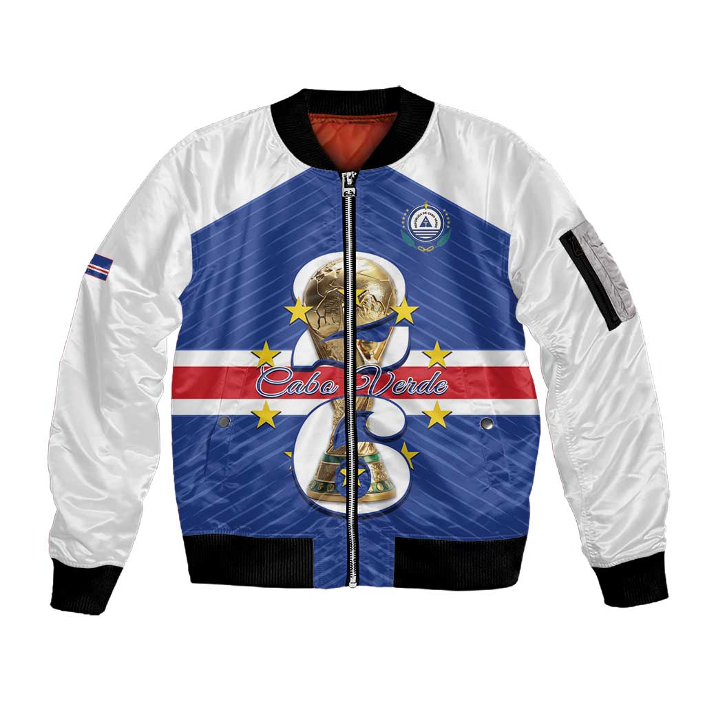 Personalized Afro Cape Verde Football Sleeve Zip Bomber Jacket 2026 Tubaroes Azuis First-ever World Cup - African Pride