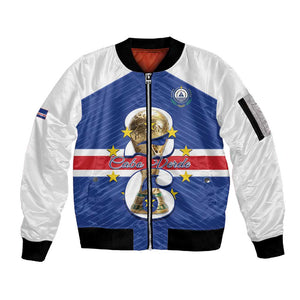 Personalized Afro Cape Verde Football Sleeve Zip Bomber Jacket 2026 Tubaroes Azuis First-ever World Cup - African Pride