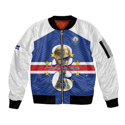 Personalized Afro Cape Verde Football Sleeve Zip Bomber Jacket 2026 Tubaroes Azuis First-ever World Cup - African Pride