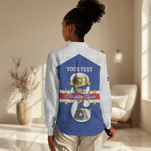 Personalized Afro Cape Verde Football Women Casual Shirt 2026 Tubaroes Azuis First-ever World Cup - African Pride