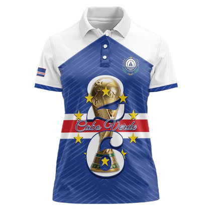 Personalized Afro Cape Verde Football Women Polo Shirt 2026 Tubaroes Azuis First-ever World Cup LT14