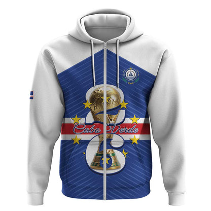 Personalized Afro Cape Verde Football Zip Hoodie 2026 Tubaroes Azuis First-ever World Cup - African Pride