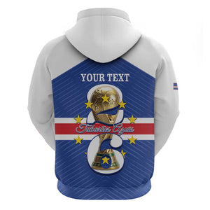 Personalized Afro Cape Verde Football Zip Hoodie 2026 Tubaroes Azuis First-ever World Cup - African Pride