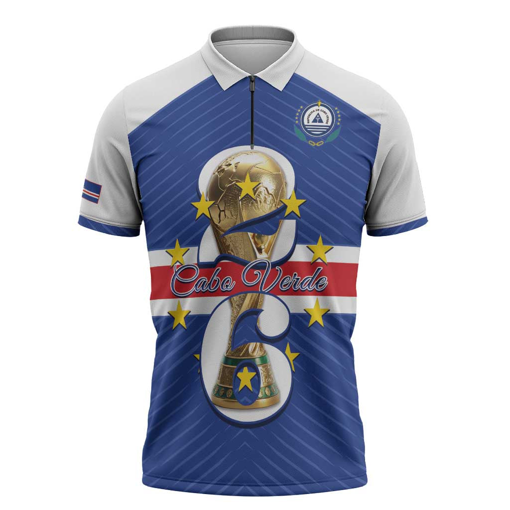 Personalized Cape Verde Football Zipper Polo Shirt 2026 Tubaroes Azuis First-ever World Cup