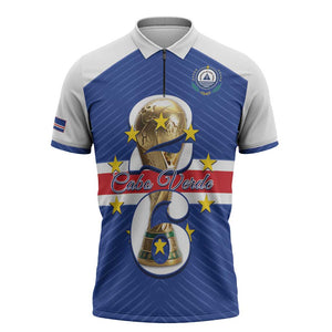 Personalized Cape Verde Football Zipper Polo Shirt 2026 Tubaroes Azuis First-ever World Cup