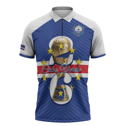 Personalized Cape Verde Football Zipper Polo Shirt 2026 Tubaroes Azuis First-ever World Cup