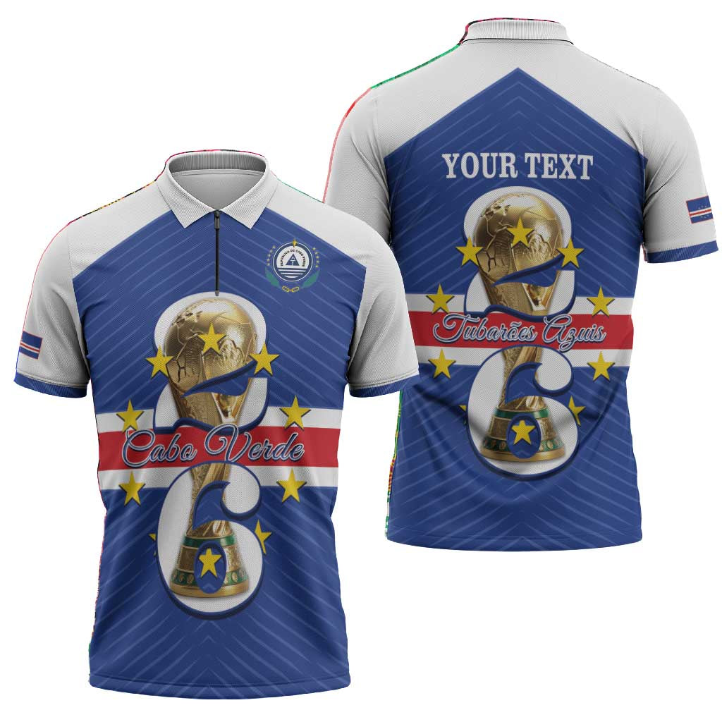 Personalized Cape Verde Football Zipper Polo Shirt 2026 Tubaroes Azuis First-ever World Cup