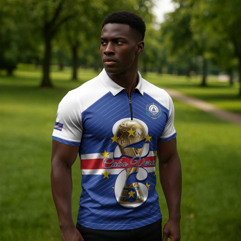Personalized Cape Verde Football Zipper Polo Shirt 2026 Tubaroes Azuis First-ever World Cup