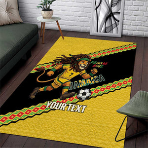 Jamaica 2026 Football Custom Area Rug Go Reggae Boyz Rasta Lion Sporty