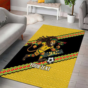 Jamaica 2026 Football Custom Area Rug Go Reggae Boyz Rasta Lion Sporty