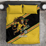 Jamaica 2026 Football Custom Bedding Set Go Reggae Boyz Rasta Lion Sporty