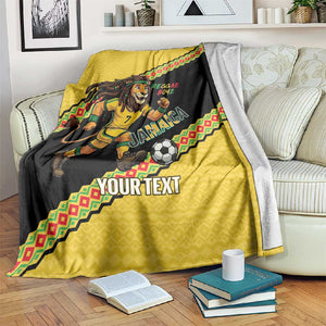Jamaica 2026 Football Custom Blanket Go Reggae Boyz Rasta Lion Sporty