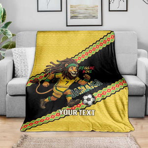 Jamaica 2026 Football Custom Blanket Go Reggae Boyz Rasta Lion Sporty