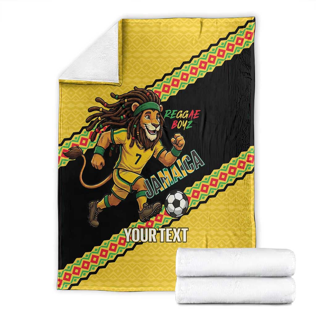 Jamaica 2026 Football Custom Blanket Go Reggae Boyz Rasta Lion Sporty