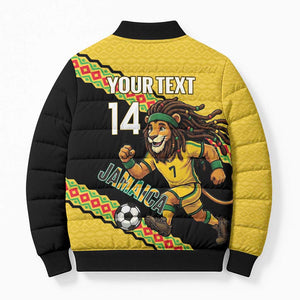 Jamaica 2026 Football Custom Bomber Puffer Jacket Go Reggae Boyz Rasta Lion Sporty