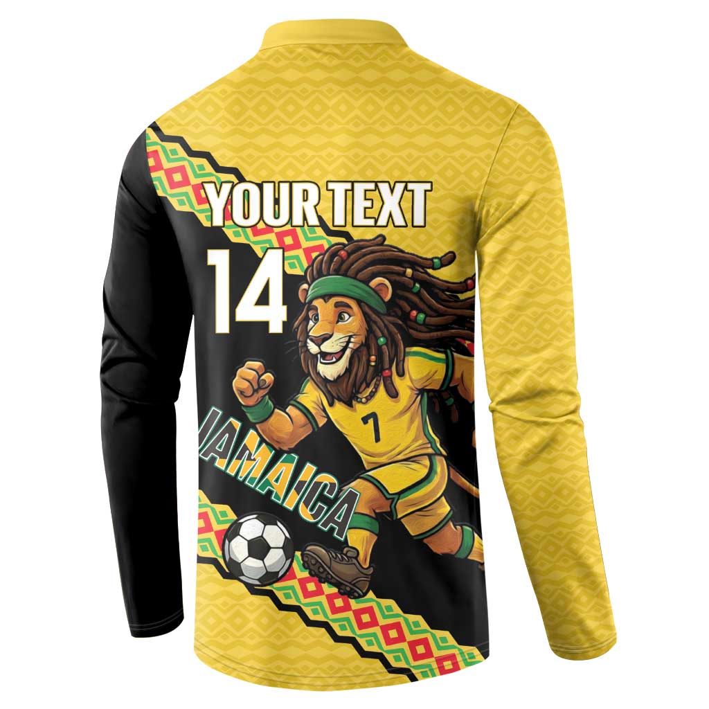 Jamaica 2026 Football Custom Button Sweatshirt Go Reggae Boyz Rasta Lion Sporty