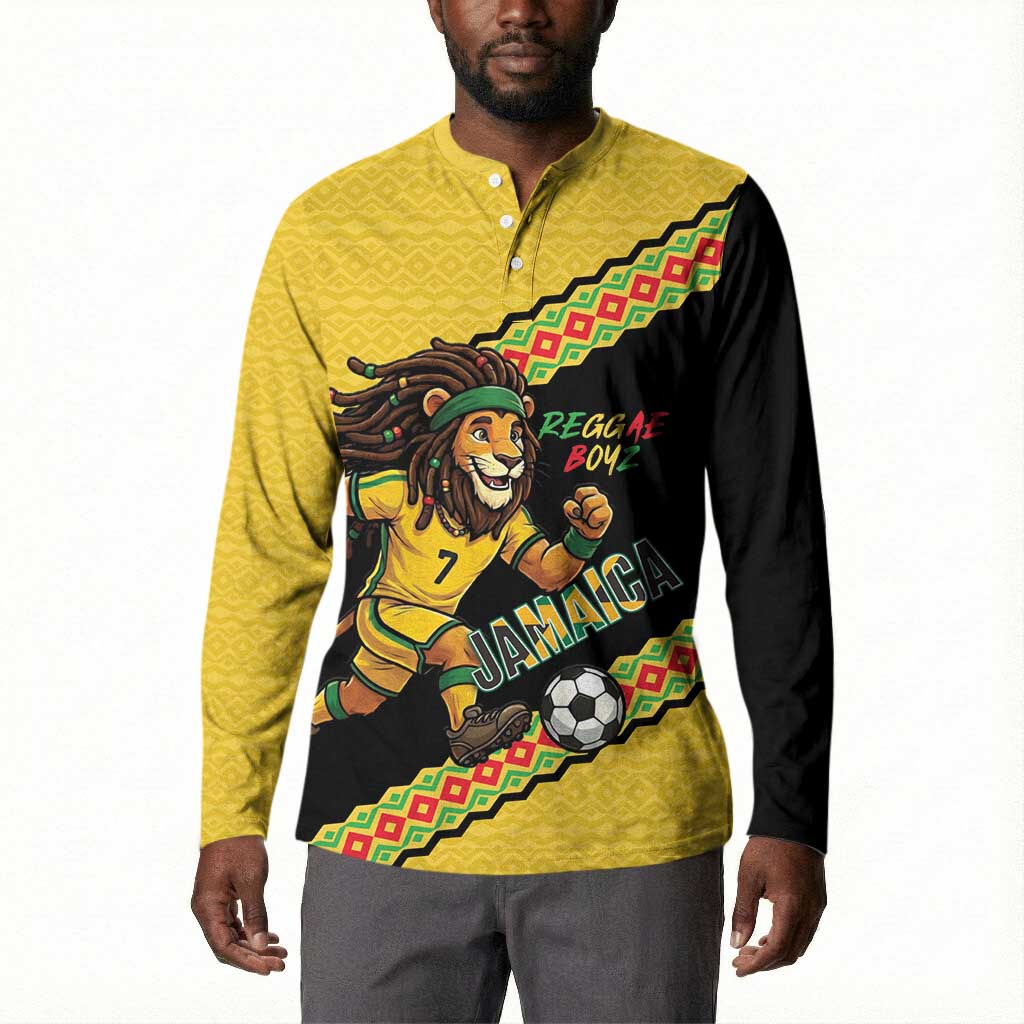 Jamaica 2026 Football Custom Button Sweatshirt Go Reggae Boyz Rasta Lion Sporty