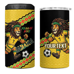 Jamaica 2026 Football Custom 4 in 1 Can Cooler Tumbler Go Reggae Boyz Rasta Lion Sporty