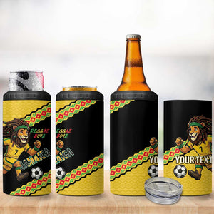 Jamaica 2026 Football Custom 4 in 1 Can Cooler Tumbler Go Reggae Boyz Rasta Lion Sporty