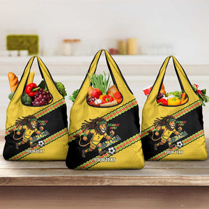 Jamaica 2026 Football Custom Grocery Bag Go Reggae Boyz Rasta Lion Sporty
