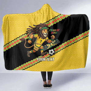 Jamaica 2026 Football Custom Hooded Blanket Go Reggae Boyz Rasta Lion Sporty