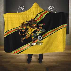 Jamaica 2026 Football Custom Hooded Blanket Go Reggae Boyz Rasta Lion Sporty