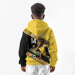 Jamaica 2026 Football Custom Kid Hoodie Go Reggae Boyz Rasta Lion Sporty