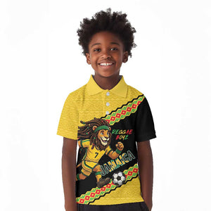 Jamaica 2026 Football Custom Kid Polo Shirt Go Reggae Boyz Rasta Lion Sporty