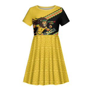 Jamaica 2026 Football Custom Kid Short Sleeve Dress Go Reggae Boyz Rasta Lion Sporty