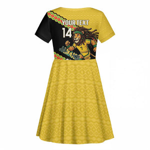 Jamaica 2026 Football Custom Kid Short Sleeve Dress Go Reggae Boyz Rasta Lion Sporty