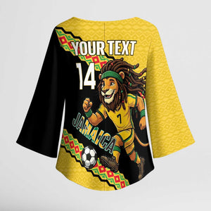 Jamaica 2026 Football Custom Kimono Sleeve Blouse Go Reggae Boyz Rasta Lion Sporty