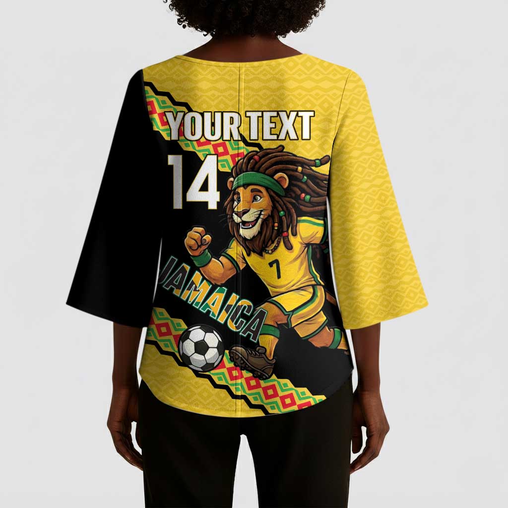 Jamaica 2026 Football Custom Kimono Sleeve Blouse Go Reggae Boyz Rasta Lion Sporty