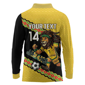 Jamaica 2026 Football Custom Long Sleeve Polo Shirt Go Reggae Boyz Rasta Lion Sporty