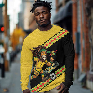 Jamaica 2026 Football Custom Long Sleeve Shirt Go Reggae Boyz Rasta Lion Sporty