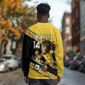 Jamaica 2026 Football Custom Long Sleeve Shirt Go Reggae Boyz Rasta Lion Sporty