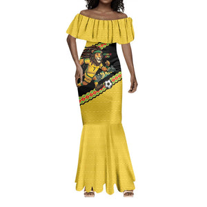 Jamaica 2026 Football Custom Mermaid Dress Go Reggae Boyz Rasta Lion Sporty