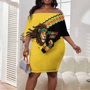 Jamaica 2026 Football Custom Off Shoulder Short Dress Go Reggae Boyz Rasta Lion Sporty