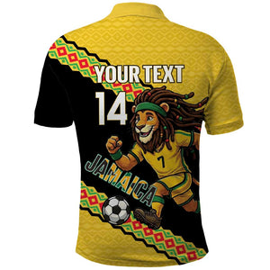 Jamaica 2026 Football Custom Polo Shirt Go Reggae Boyz Rasta Lion Sporty