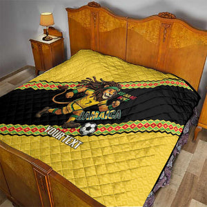 Jamaica 2026 Football Custom Quilt Go Reggae Boyz Rasta Lion Sporty