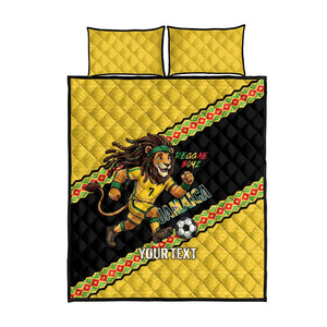 Jamaica 2026 Football Custom Quilt Bed Set Go Reggae Boyz Rasta Lion Sporty