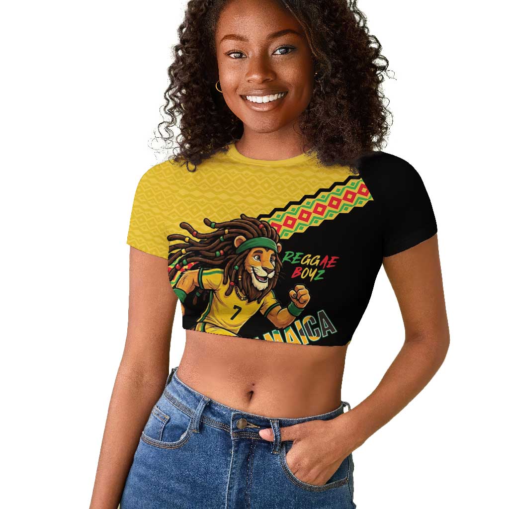 Jamaica 2026 Football Custom Raglan Cropped T shirt Go Reggae Boyz Rasta Lion Sporty