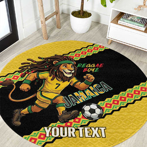 Jamaica 2026 Football Custom Round Carpet Go Reggae Boyz Rasta Lion Sporty