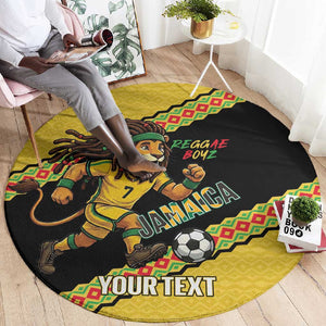 Jamaica 2026 Football Custom Round Carpet Go Reggae Boyz Rasta Lion Sporty